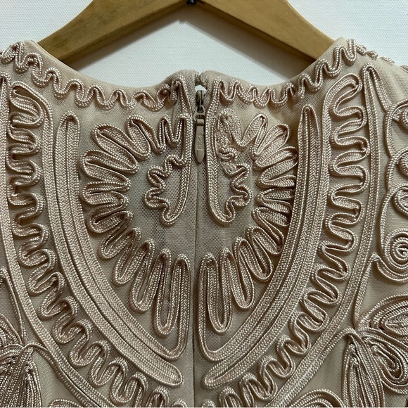 JS Collections Cocktail Dress 2 Light Blush Pink Embroidered Sheer Cap Sleeves - Picture 11 of 13